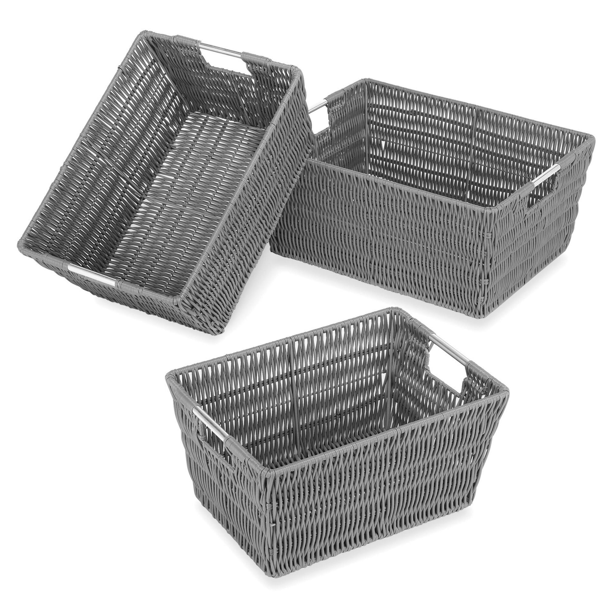 Whitmor Gray Rattique Nested Storage Basket Set